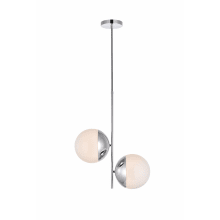 Eclipse 2 Light 17" Wide Pendant with Frosted Glass