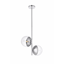 Eclipse 2 Light 17" Wide Pendant with Clear Glass
