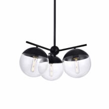 Eclipse 3 Light 21" Wide Chandelier with Clear Glass