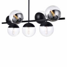 Eclipse 7 Light 43" Wide Linear Chandelier with Clear Glass