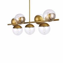 Eclipse 7 Light 43" Wide Linear Chandelier with Clear Glass