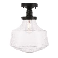 Lyle Single Light 11" Wide Semi-Flush Ceiling Fixture with Seedy Glass