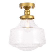 Lyle Single Light 11" Wide Semi-Flush Ceiling Fixture with Seedy Glass