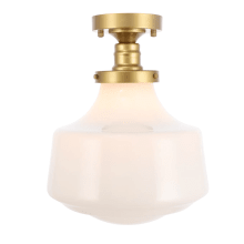 Lyle Single Light 11" Wide Semi-Flush Ceiling Fixture with Frosted Glass