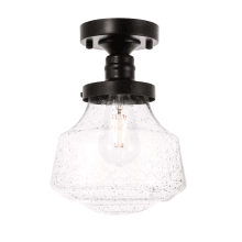 Lyle Single Light 8" Wide Semi-Flush Ceiling Fixture with Seedy Glass