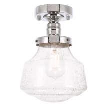 Lyle Single Light 8" Wide Semi-Flush Ceiling Fixture with Seedy Glass