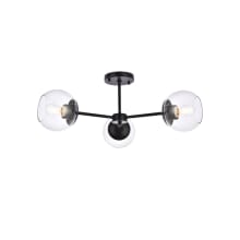 Briggs 3 Light 26" Wide Semi-Flush Ceiling Fixture with Clear Glass Shades