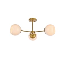 Briggs 3 Light 26" Wide Semi-Flush Ceiling Fixture with Frosted Glass Shades
