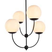 Lennon 4 Light 32" Wide Chandelier with Frosted Glass Shades