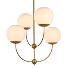 Lennon 4 Light 32" Wide Chandelier with Frosted Glass Shades