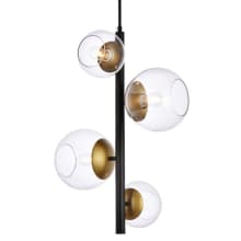 Wells 4 Light 18" Wide Pendant with Clear Glass Shades