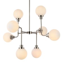 Hanson 8 Light 36" Wide Abstract Chandelier with Frosted Glass Shades