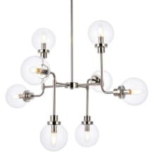 Hanson 8 Light 36" Wide Abstract Chandelier with Clear Glass Shades