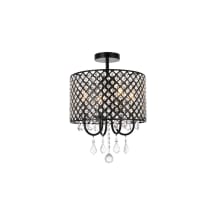 Elise 4 Light 14" Wide Semi-Flush Drum Ceiling Fixture with Clear Royal Cut Crystals