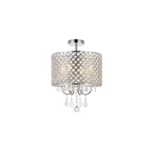 Elise 4 Light 14" Wide Semi-Flush Drum Ceiling Fixture with Clear Royal Cut Crystals