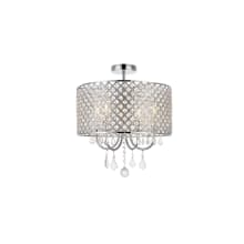 Elise 4 Light 17" Wide Semi-Flush Drum Ceiling Fixture with Clear Royal Cut Crystals