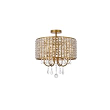 Elise 4 Light 17" Wide Semi-Flush Drum Ceiling Fixture with Clear Royal Cut Crystals