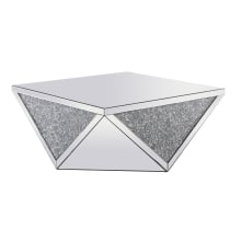 Modern 38 Inch Wide Square Mirrored Crystal Coffee Table