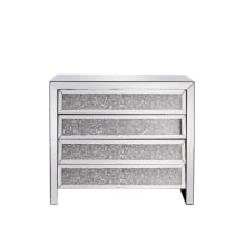 Modern 19 1/2 Inch Wide Mirrored Crystal Four Drawer Dresser