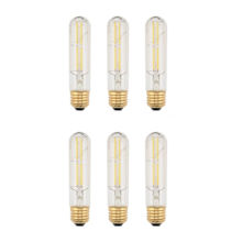 Pack of (6) 6 Watt Dimmable T10 Medium (E26) LED Bulbs- 550 Lumens, 3000K, and 80CRI