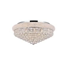 Primo 15 Light 28" Wide Flush Mount Waterfall Ceiling Fixture with Clear Royal Cut Crystals
