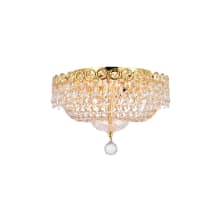 Century 4 Light 14" Wide Flush Mount Bowl Ceiling Fixture with Clear Royal Cut Crystals