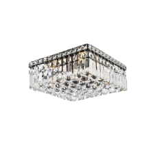 Maxime 4 Light 12" Wide Flush Mount Square Ceiling Fixture with Clear Royal Cut Crystals