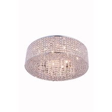 Amelie 10 Light 24" Wide Flush Mount Drum Ceiling Fixture with Clear Royal Cut Crystals
