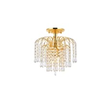 Falls 3 Light 12" Wide Semi-Flush Waterfall Ceiling Fixture with Clear Royal Cut Crystals
