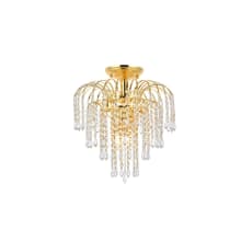 Falls 4 Light 16" Wide Semi-Flush Waterfall Ceiling Fixture with Clear Royal Cut Crystals