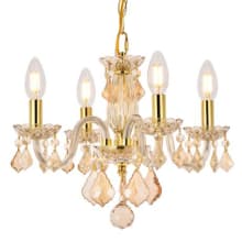 Rococo 4 Light 15" Wide Crystal Chandelier with Golden Shadow Royal Cut Crystals