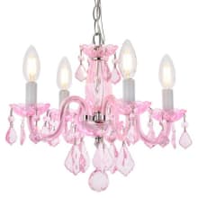 Rococo 4 Light 15" Wide Crystal Chandelier with Rosaline Royal Cut Crystals