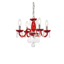 Rococo 4 Light 15" Wide Crystal Chandelier with Bordeaux Royal Cut Crystals