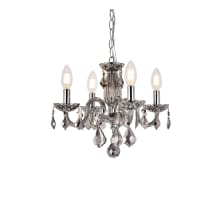 Rococo 4 Light 15" Wide Crystal Chandelier with Silver Shade Royal Cut Crystals