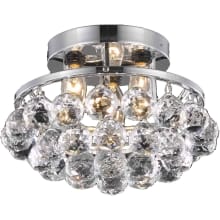 Corona 3 Light 10" Wide Semi-Flush Bowl Ceiling Fixture with Clear Royal Cut Crystals