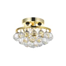 Corona 3 Light 10" Wide Semi-Flush Bowl Ceiling Fixture with Clear Royal Cut Crystals