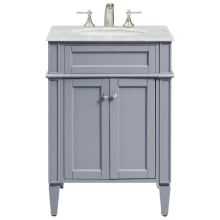 Park Ave 24" Free Standing Single Basin Vanity Set with Cabinet and Marble Vanity Top