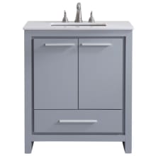 Filipo 30" Free Standing Single Basin Vanity Set with Cabinet and Marble Vanity Top