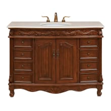 Bordeaux 48" Free Standing Single Basin Vanity Set with Cabinet and Marble Vanity Top