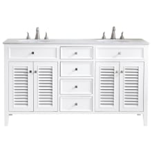 Cape Cod 60" Free Standing Double Basin Vanity Set with Cabinet and Marble Vanity Top