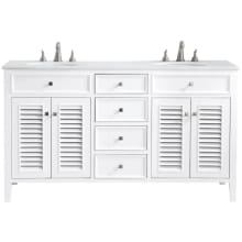 Cape Cod 60" Free Standing Double Basin Vanity Set with Cabinet and Quartz Vanity Top
