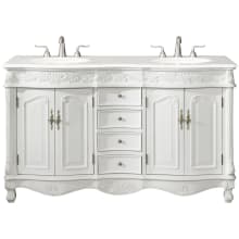 Windsor 60" Free Standing Double Basin Vanity Set with 35-1/4" Tall Cabinet and Quartz Vanity Top