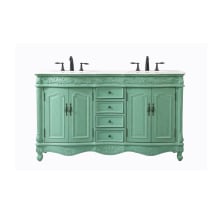 Windsor 60" Free Standing Double Basin Vanity Set with Cabinet and Marble Vanity Top