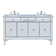 Camille 60" Free Standing Double Basin Vanity Set with Cabinet and Marble Vanity Top