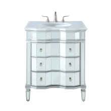 Camille 30" Free Standing Single Basin Vanity Set with Cabinet and Marble Vanity Top