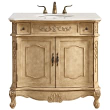 Danville 36" Free Standing Single Basin Vanity Set with Cabinet and Marble Vanity Top