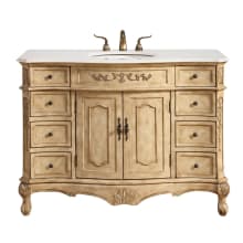 Danville 48" Free Standing Single Basin Vanity Set with Cabinet and Marble Vanity Top