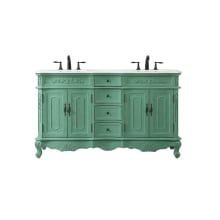 Danville 60" Free Standing Double Basin Vanity Set with Cabinet and Marble Vanity Top