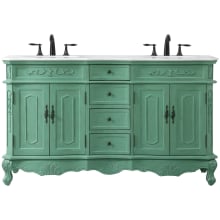 Danville 60" Free Standing Double Basin Vanity Set with Cabinet and Quartz Vanity Top