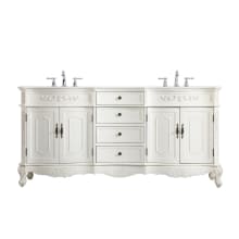 Danville 72" Free Standing Double Basin Vanity Set with Cabinet and Marble Vanity Top